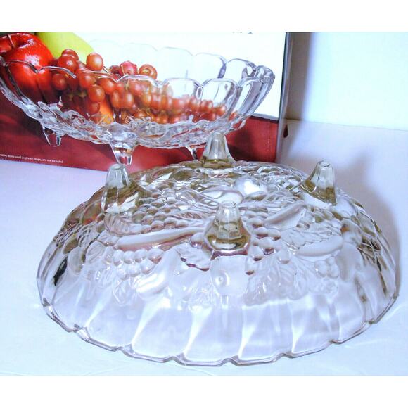 Madeira Indiana Glass Footed Bowl 12.5" Serving Dish Holiday Fruit Salad New Box - Picture 4 of 5